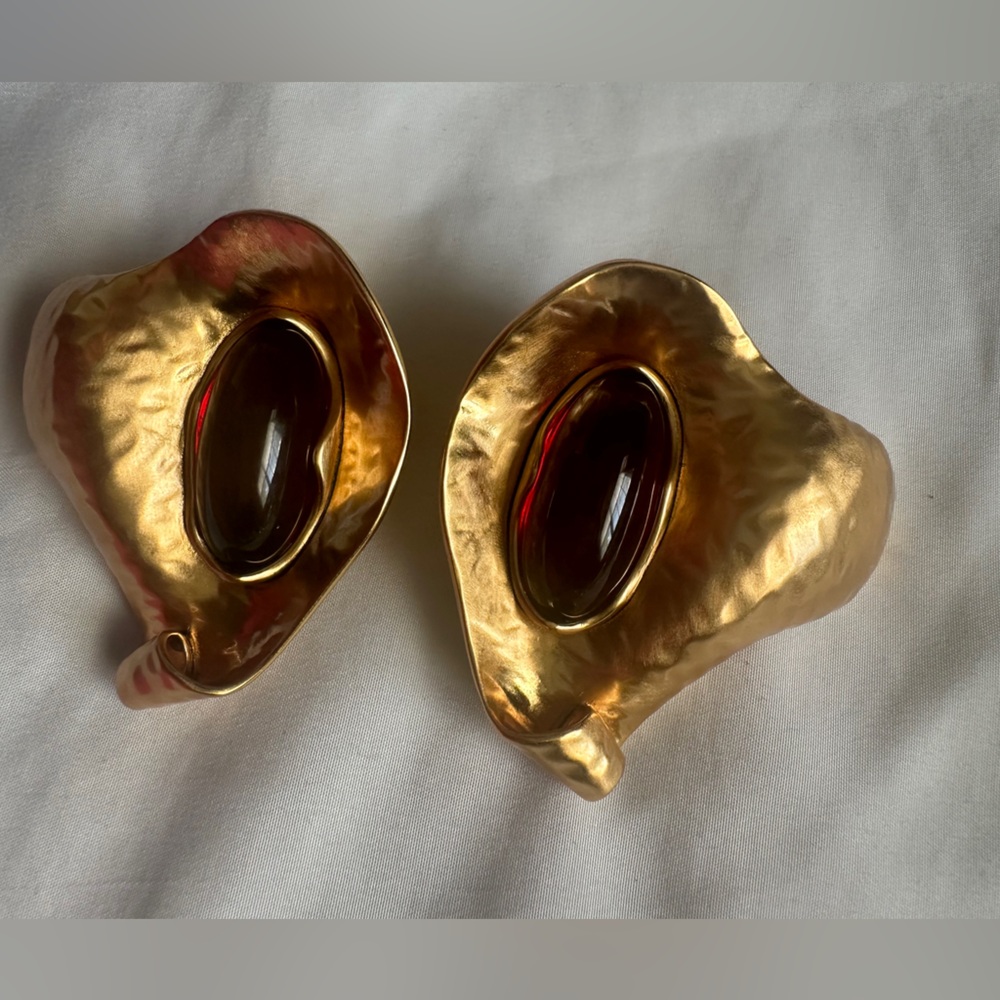 Saint Laurent Petal Sculptural Clip-on Drop Earrings